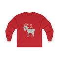 For All the Goats Graphic Long Sleeve Tee — Red-Eyed Goat Design