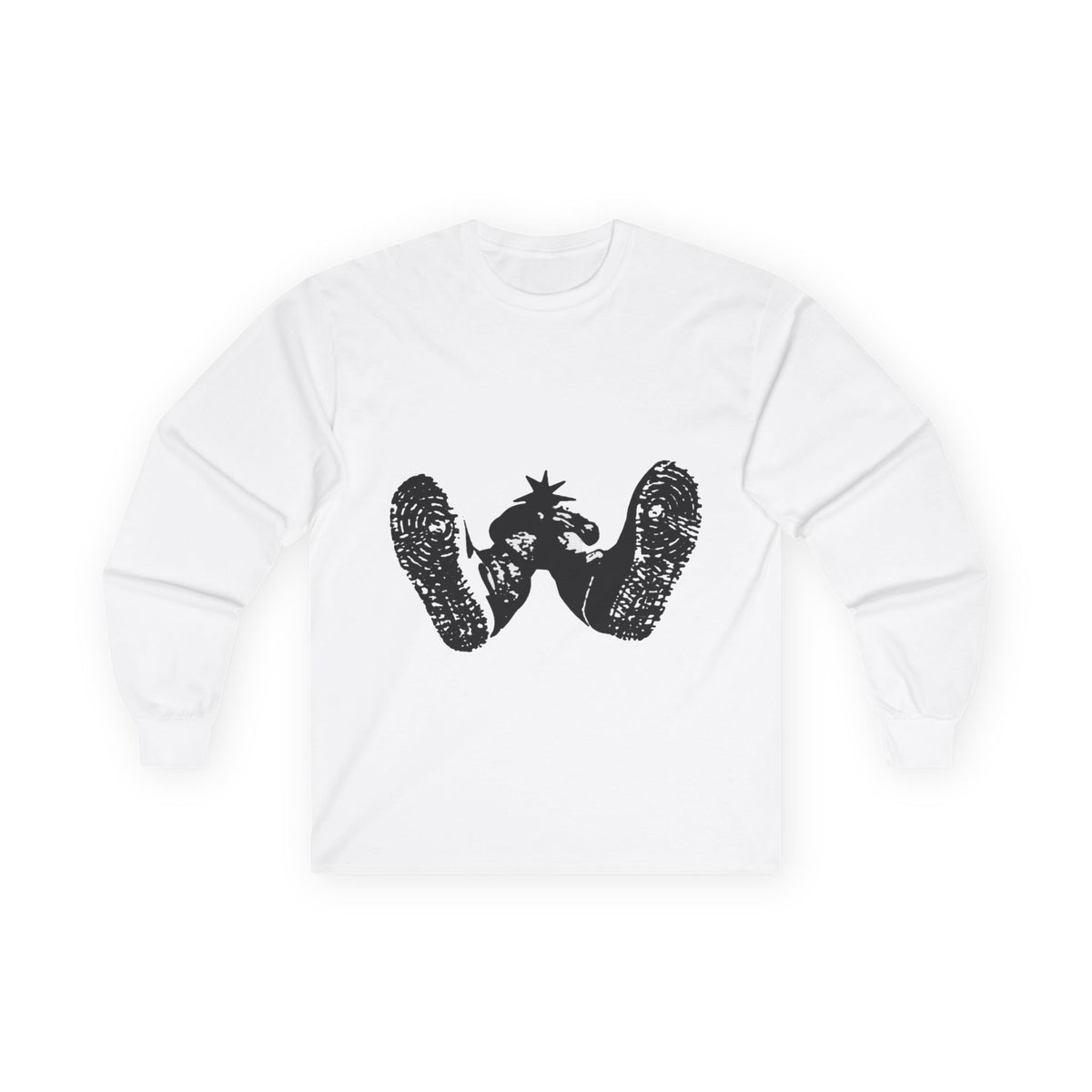 Long Sleeve Tee — Black Grunge Footprint