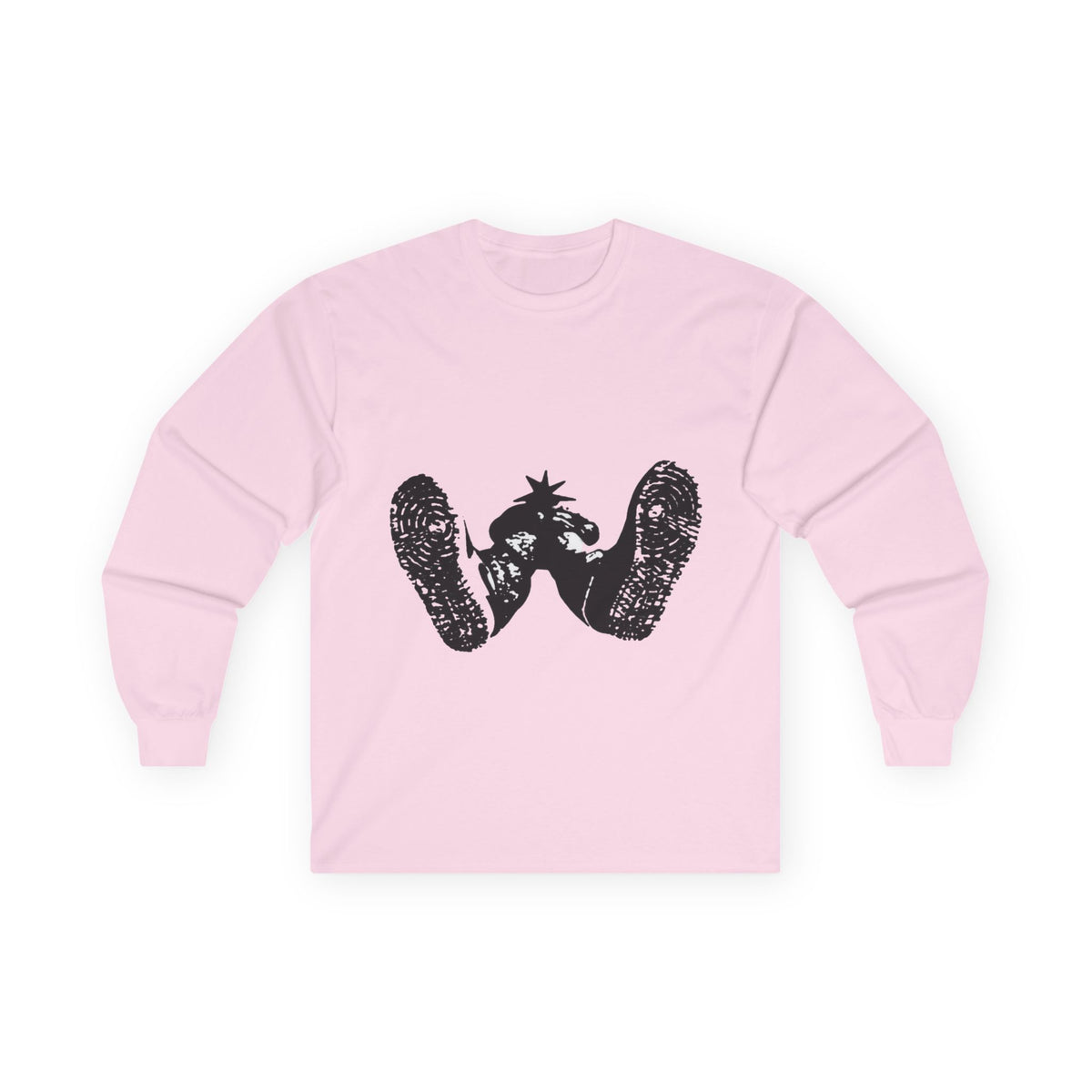 Long Sleeve Tee — Black Grunge Footprint