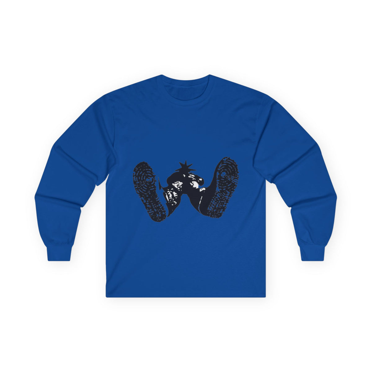 Long Sleeve Tee — Black Grunge Footprint