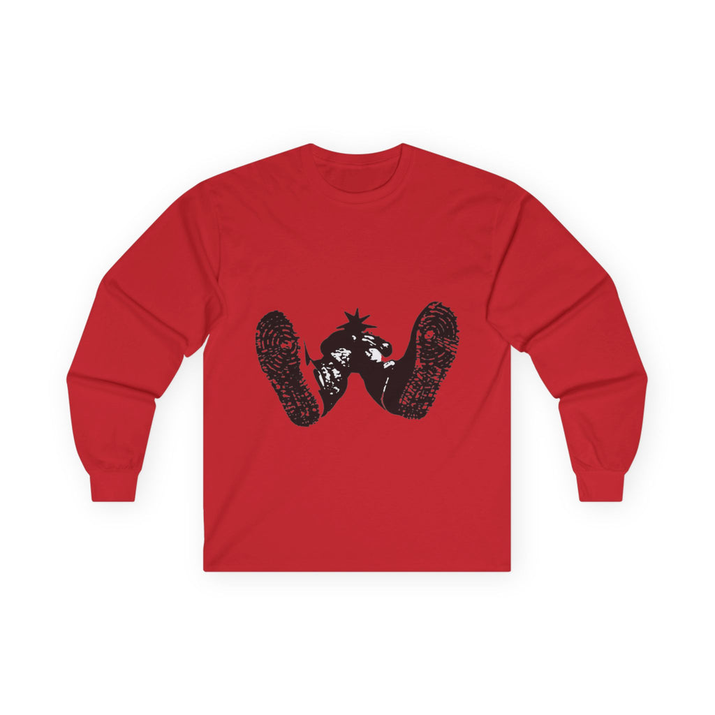 Long Sleeve Tee — Black Grunge Footprint