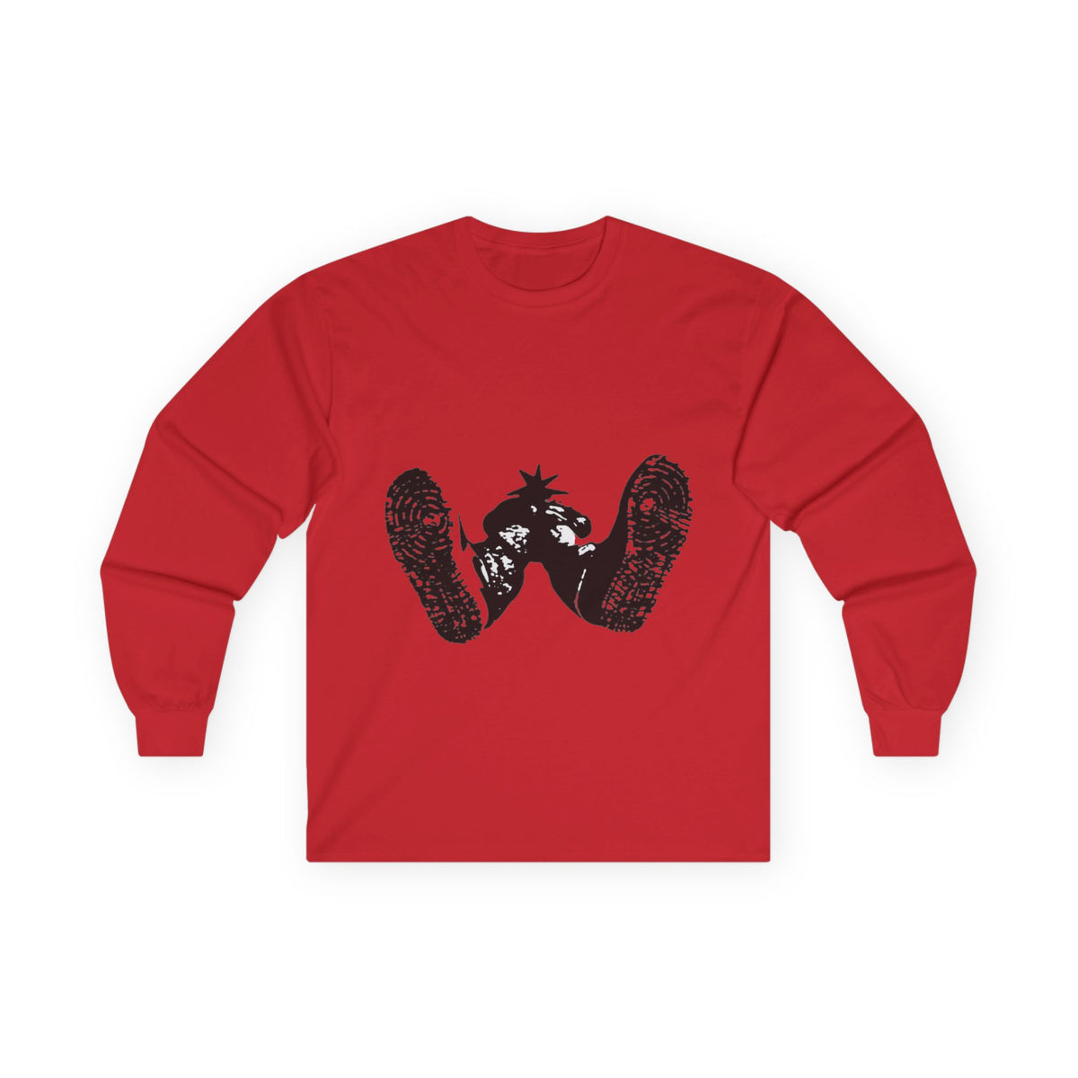 Long Sleeve Tee — Black Grunge Footprint